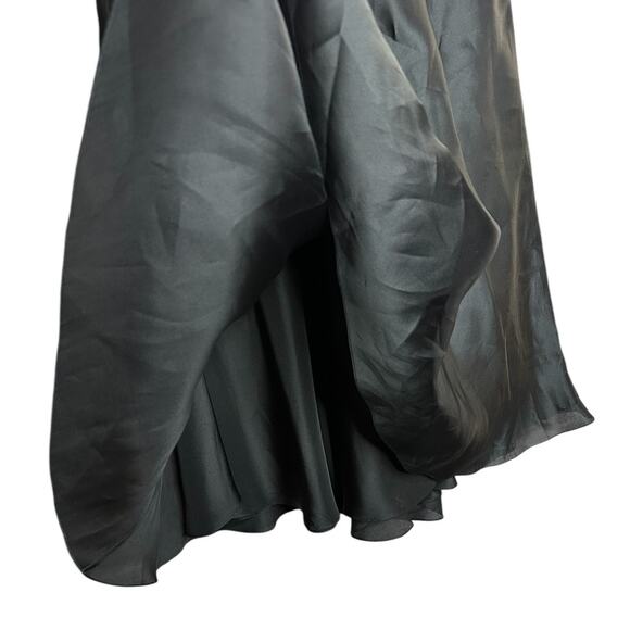 St. John Evening Black 100% Silk Midi Flowy Lined Skirt Side Zipper Size 12 - Picture 6 of 12